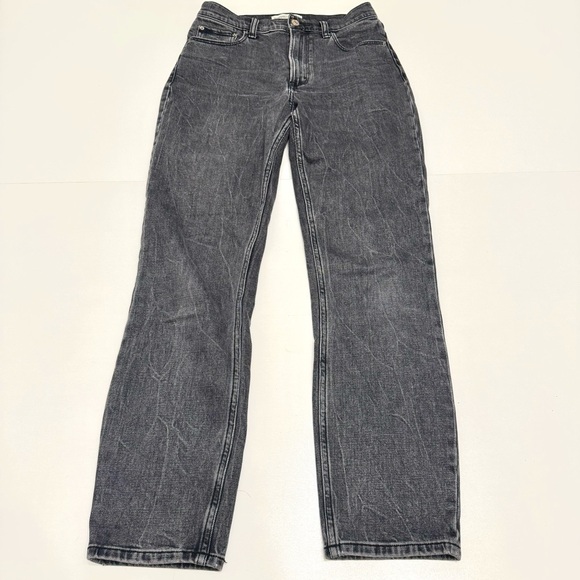 Abercrombie & fitch black washed out jean the mom high rise size 25 extra long - Picture 1 of 7